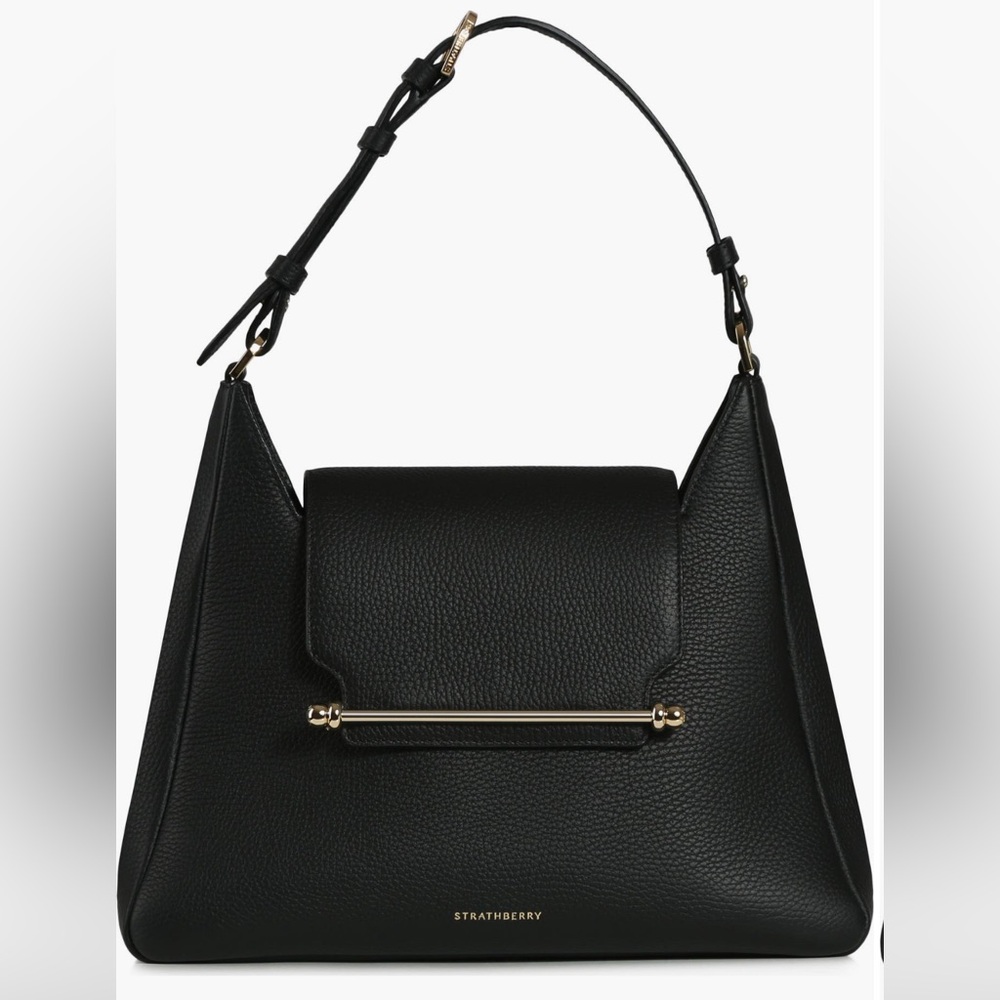 Strathberry Multrees Midi Hobo in Grain Black Leather - Picture 2 of 13